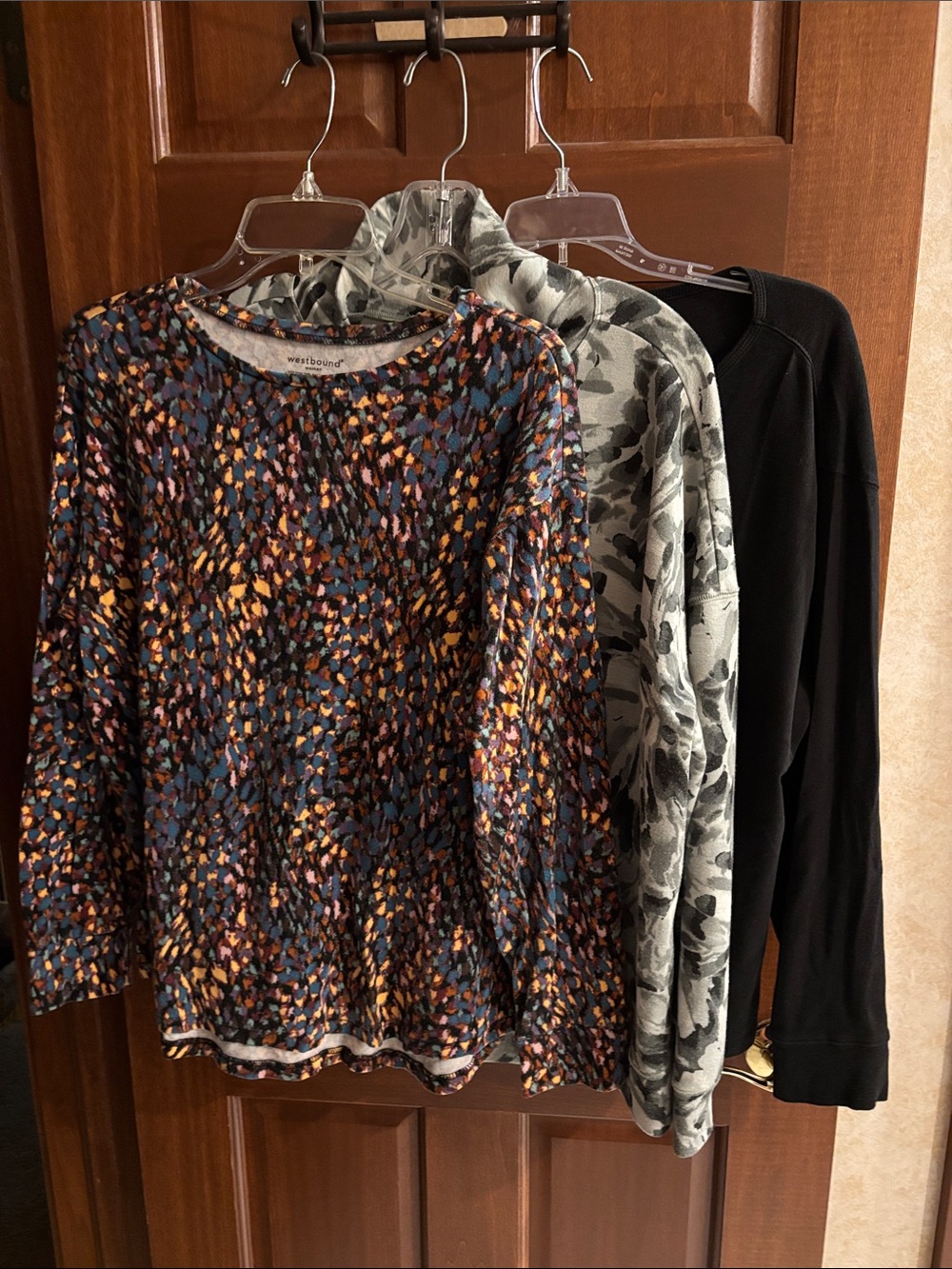 Westbound Multicolor/Swirled/Black Long-Sleeve Tees, 1X, Set of 3